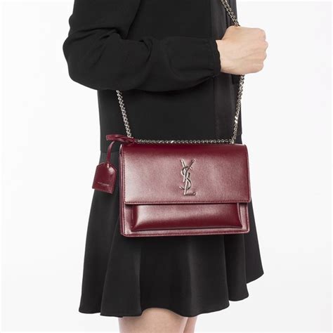 ysl sunset bag burgundy|YSL small college bag.